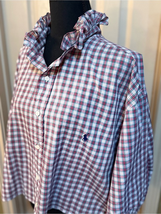 Polo Ralph Lauren Tops - Polo by Ralph Lauren Pink & Blue Plaid Ruffle-Collar Button-Down